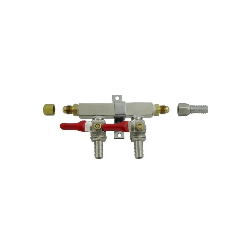 03b03242_0 Air Distributor 2-Way 3/8" Barb Shut-Offs with Check Valve Brass - Image 1