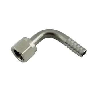 04c03133_0 Elbow 90° Swivel 1/4" FFL x 1/4" Barb SS - Image 1