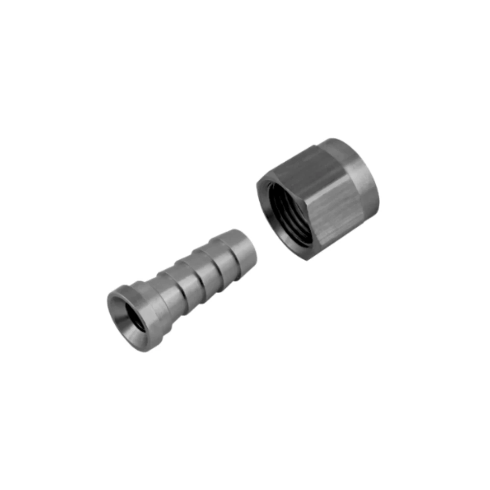 1102514.webp Flared Hose Barb 3/8", 3/8" FFL Swivel Nut SS - Image 1