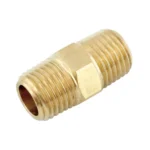 Hex Nipple 1/4" MPT x 1/4" MPT RHT Brass